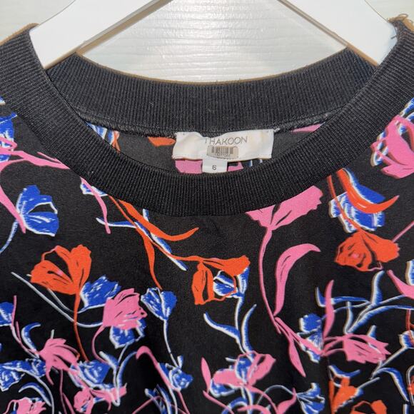 THAKOON Collective Womens Tulip Floral Top Size 8 Long Sleeve Print Blouse - Picture 2 of 4